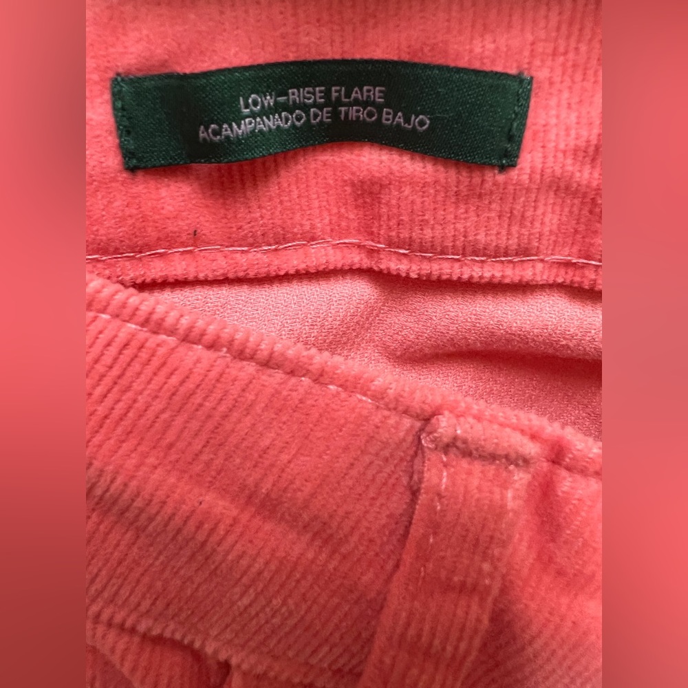 🪸 NWT! Low Rise Coral Pink Corduroy Flare Pants - Picture 4 of 9